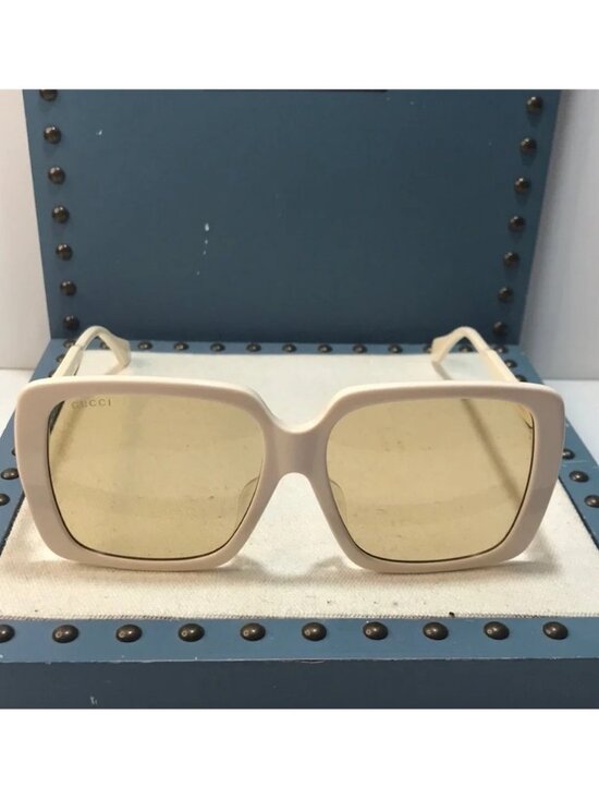 New Authentic Gucci GG0567SAN 006 Cream Sunglasses with Yellow Lenses main image 12